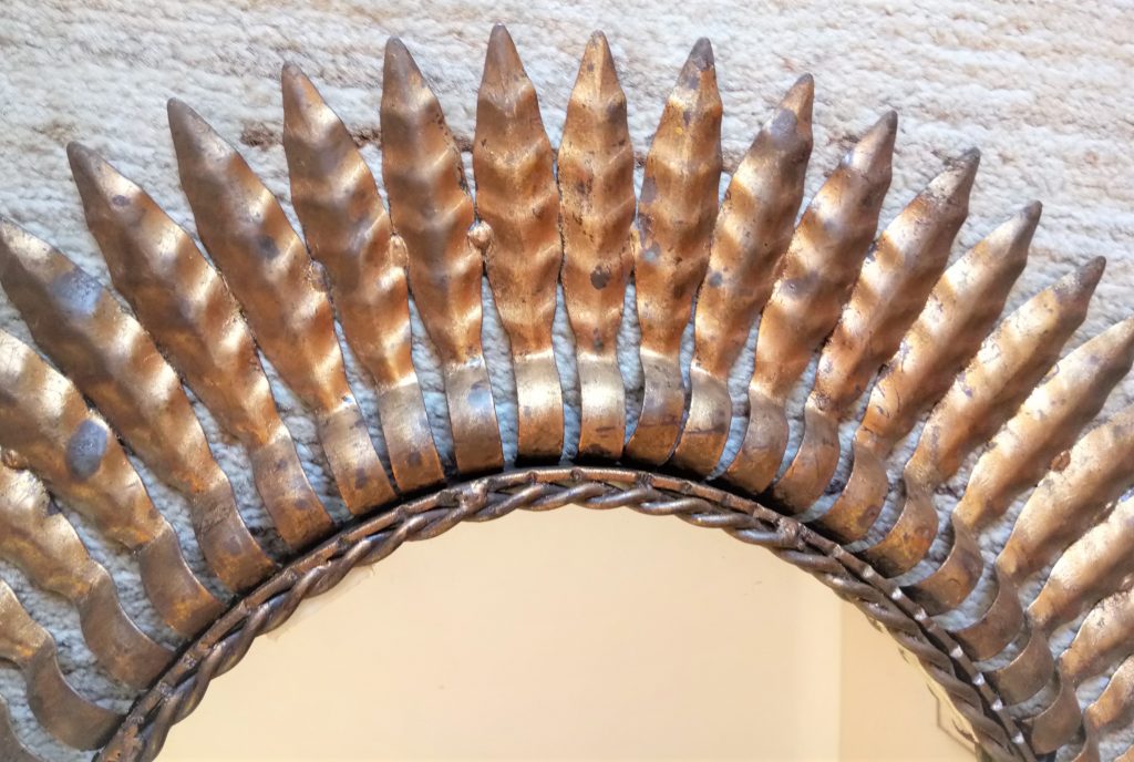 Miroir Soleil En Métal Vintage - Diamètre 47 Cm, Fin Du XXe Siècle, Occasion
