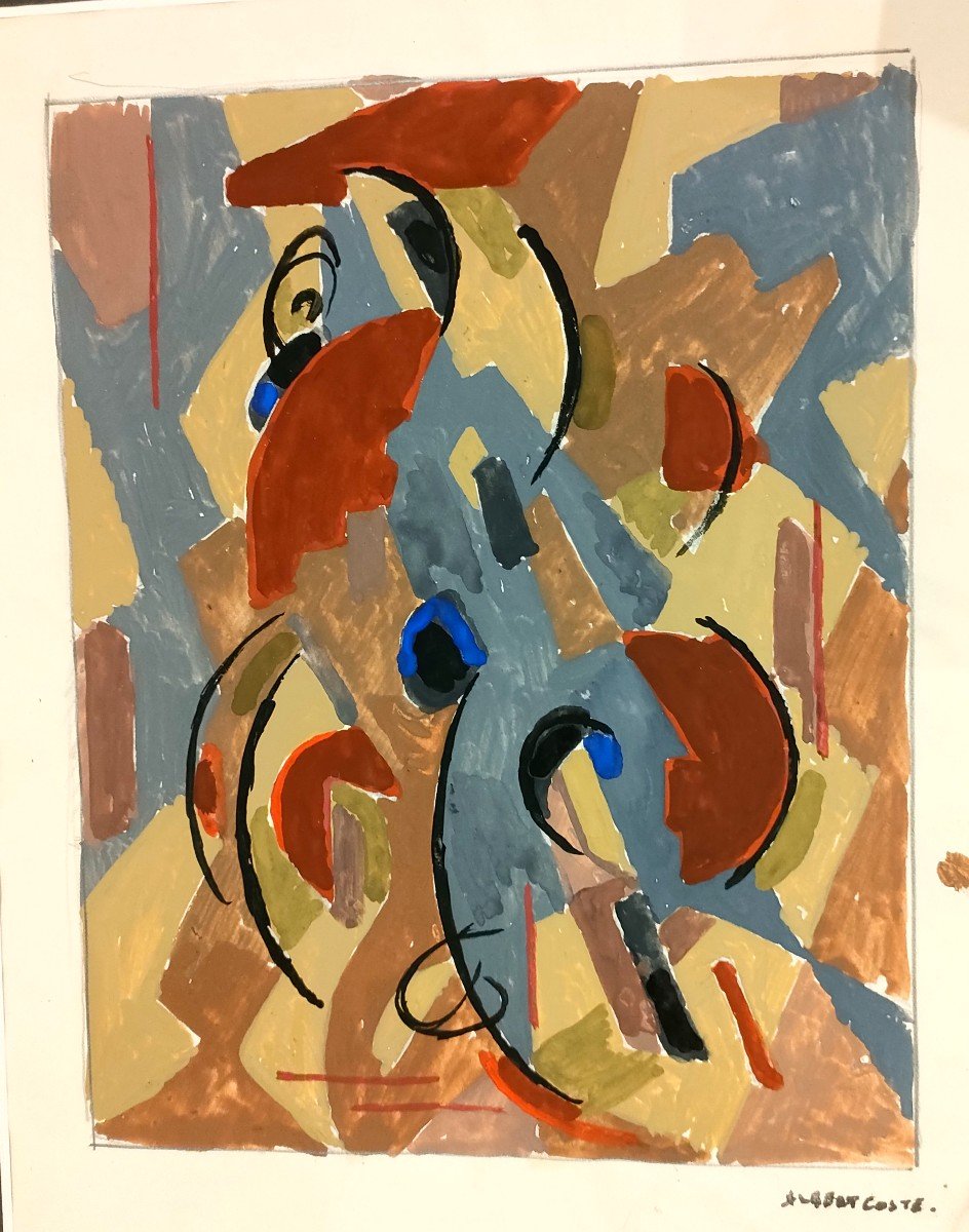 Albert Coste (1895-1985), Abstraction, Gouache Signée à Droite, 56 ...